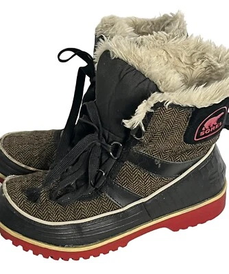 Sorel Tivoli елочка ботильоны • женщин 7,5 • коричневый шнурует вверх меха LL5179-202 читать - Изображение 1 из 4