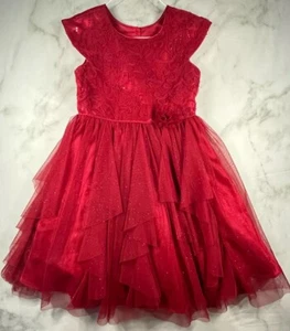 Jona Michelle Gorgeous Holiday Red Dress Layered Bow Tulle Sequin US Size 10 - Picture 1 of 18