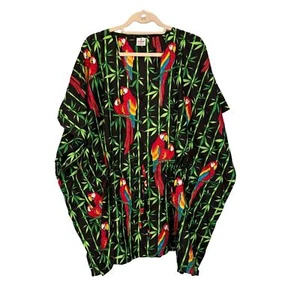 La LeeLa Swimwear Kaftan Dress Cover Up Womens OS Green Parrot Bamboo Summer - Picture 1 of 7