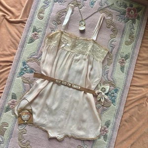 Antique Silk & Lace Step-In, Marked Size 38, Fits M–XL - Picture 1 of 8