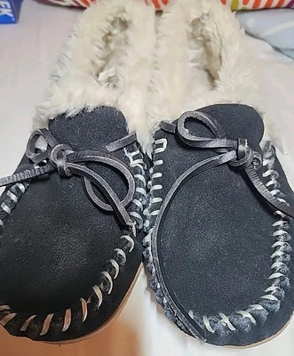 Mocasín para mujer J Crew negro gamuza imitación piel de oveja talla 8 Foto 1 de 4