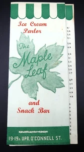Vtg Menu The Maple Leaf Ice Cream Parlor and Snack Bar Unique Find - Picture 1 of 10