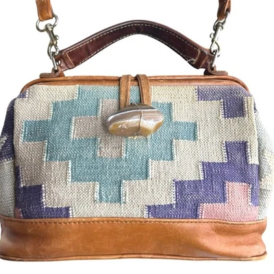 Bolso Bandolera Southwestern Tapestry Boho Azteca Cuero Borde Pequeño Cartera Foto 1 de 4