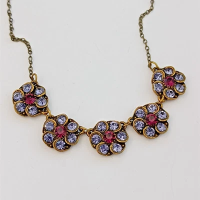 Collar babero floral Michal Negrin cristales morados hada romántica delicada vintage Foto 1 de 4