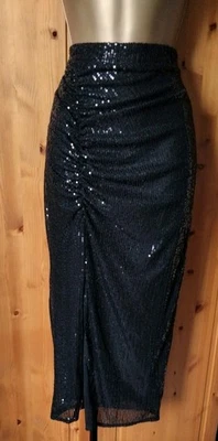 BNWT Quiz Sequin Skirt Sparkly Elegant  Skirt Slit UK 10 RRP £36.99 CHRISTMAS  - Image 1 of 4