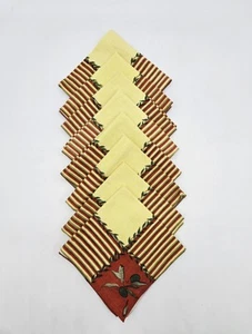 Liz Roth Cloth Napkins Olive Motif Yellow Rust Green 10" Square Cotton Set Of 8 - Picture 1 of 3