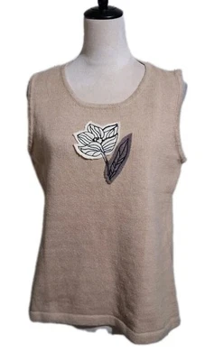 De Colección Años 90 Libro de Cuentos Tejidos Apliques de Flores Suéter Chaleco Beige Pullover Talla Grande Nuevo Foto 1 de 4