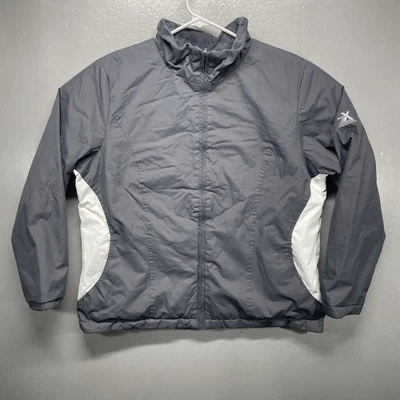 Chaqueta reversible con revestimiento de PVC de poliéster gris y blanco ZeroXposur para mujer talla XL Foto 1 de 4