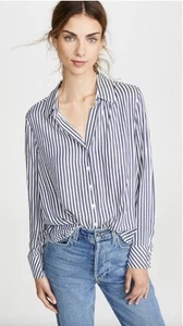 AYR The Go To Blue White Stripe Long Sleeve Button Down Viscose Small LKNEW - Picture 1 of 10