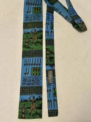 Corbata de golf vintage años 60 gallo impresa a mano telas sol fondo cuadrado Foto 1 de 4