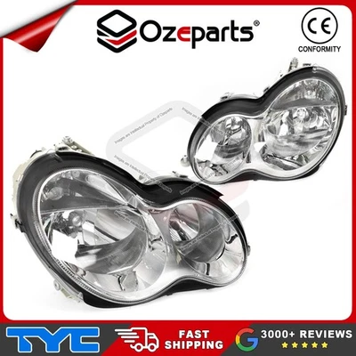 Set Pair LH+RH Head Light Lamp For Mercedes Benz C Class W203 Sedan Wagon 04~07 - Image 1 of 4