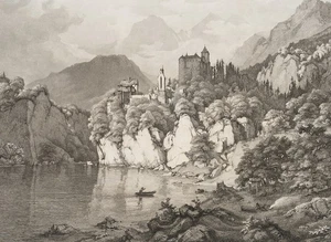 WITTHÖFT (*1816) nach POSE (*1812), Schloss in Tirol, um 1855, Sst. Romantik - Bild 1 von 5