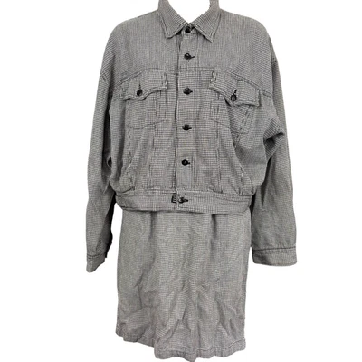 Esprit Sport Vintage Pata de Gallo Años 90 Plisado Falda y Chaqueta Conjunto 2 Piezas Talla 7/M Foto 1 de 4