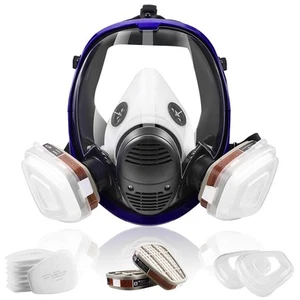 Full Face Respirator Mask with Filters, Anti-Fog Lens Anti-Gas Anti-Dust Gas ... - Picture 1 of 7