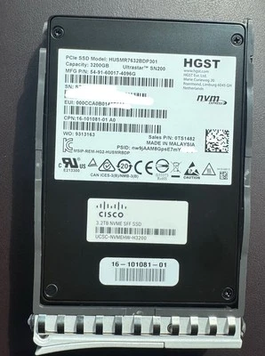 Cisco UCSC-NVMEHW-H3200 3.2TB 2.5 NVMe PCIe U.2 Solid State Drive SSD HGST SN200 - Image 1 of 2