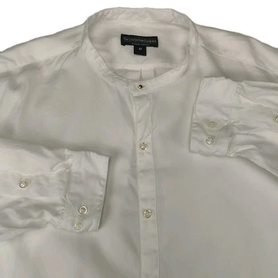 J Peterman Button Front Shirt Standing Collar Long Sleeve Men's M 48" White - Image 1 of 4
