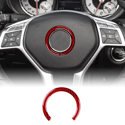 Fits Mercedes Benz SLK 2011-2016 Steering Wheel Center Sticker Red Carbon Fiber - image 1 of 4