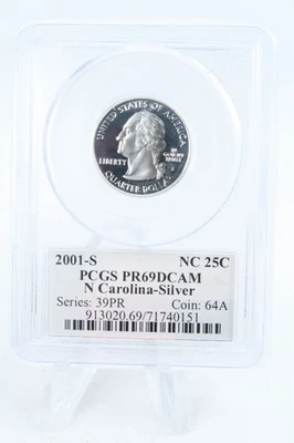 2001-S PCGS PR69DCAM Silver North Carolina State Quarter Proof 25C - Image 1 of 2