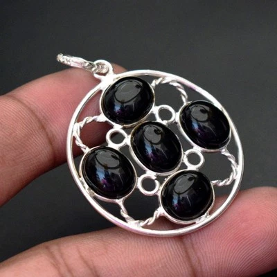 Colgante de piedras preciosas de ónix negro hecho a mano regalo de compromiso... - Imagen 1 de 4