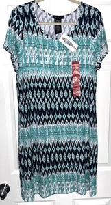 Woman’s Blue Multiple Colors NWT Dress 👗 Size XL Short Sleeves retail $62.00 - Picture 1 of 13