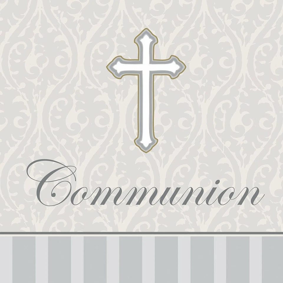 Communion 3ply Lunch Napkins, Silver Devotion Cross - 16 Count - Image 1 of 1
