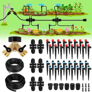 250FT Drip Irrigation System - 50FT 1/2" Main Tube & 200FT 1/4" Branch Tubing - Picture 1 of 12
