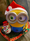 2022 Universal Studios Christmas Minion Popcorn Bucket Bob Santa Hat Snowman NWT