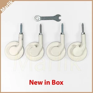 Pack of 4, Ikea BEKANT Casters Wheels Legs, White Rubber Coated, 203.724.57, NEW - Picture 1 of 4