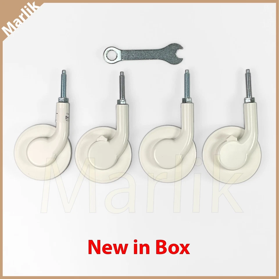 Упаковка из 4, Ikea BEKANT ролики колеса ноги, белый резиновое покрытие, 203.724.57, новый - Изображение 1 из 4