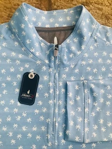 johnnie-O Jeffe 1/4 Zip Pullover Boys Size 16 Blue White Palm Tree Print NWT $69 - Picture 1 of 5