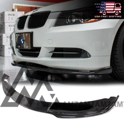 HM Style Carbon Fiber Front Lip For 2005 2006 2007 2008 BMW E90 OE Standard - Image 1 of 4