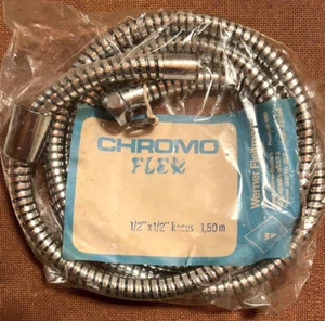 BRAUSESCHLAUCH CHROMO-FLEX -Chromfarben 150 cm 1/2"- mit konischem Anschluss, - Bild 1 von 2