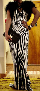 GORGEOUS SOLD OUT Pre-Owned $4,285 ROBERTO CAVALLI ZEBRA PRINT MAXI DRESS