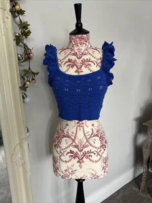 H&M Royal Blue Crochet Top Size S 8 10 Uk Brand New With Tags Summer Carnival - Image 1 of 4