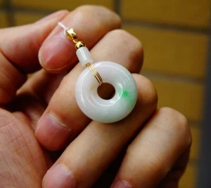 Certified Natural A Jade jadeite Fei cui Safety Circle Donut Pendant 2158 - Picture 1 of 11