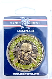 Heads We Win Tails You Lose Skull Military Challenge Coin Neuheit Head Shot - Bild 1 von 6