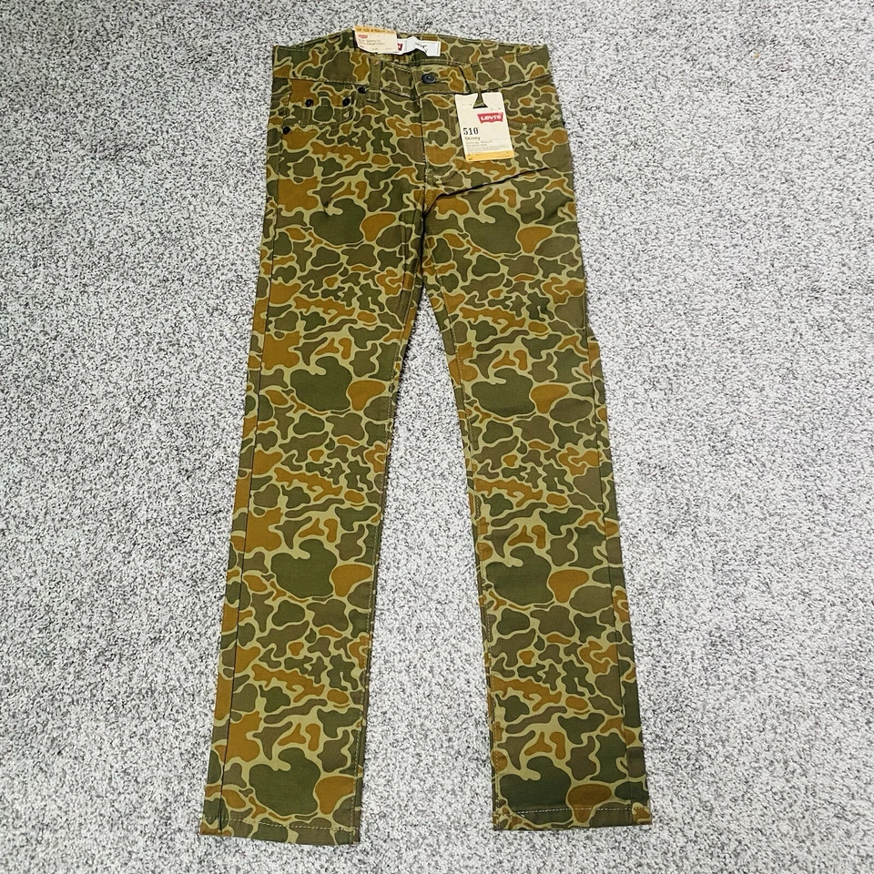 Levis Boys 510 Skinny Fit Jeans Pants 10R Skinny Leg Olive Camo W25XL25