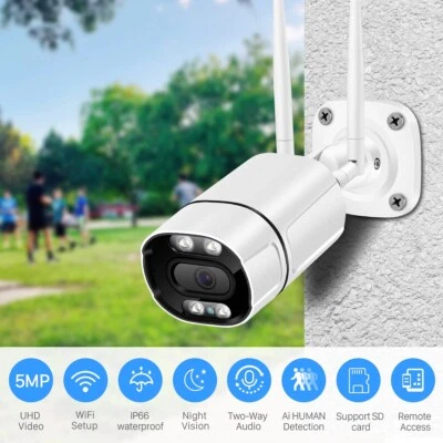 5.0MP WIFI IP Camera indoor outdoor built-in TF card slot Bullet Audio iCSee App - Image 1 of 4