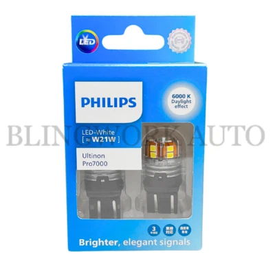 PHILIPS T20 W21W 7440 Ultinon Pro7000 LED 6000K White Reverse Light Bulbs - Image 1 of 4