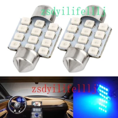 4x For Nissan Versa Car Dome Map Reading Light Lamp Bulb Blue 31mm 12SMD - Image 1 of 2