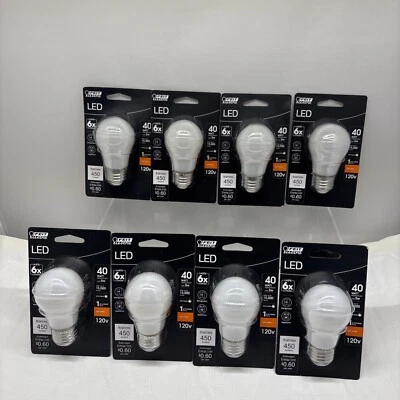 8 X Feit 40W LED Bulb A15 Appliance Refrigerator Soft White 2700K (B30 - Image 1 of 4