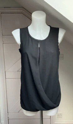 DKNYC Black Sleeveless Top size S Loose cross front Over Stretchy Under Layer - Image 1 of 4