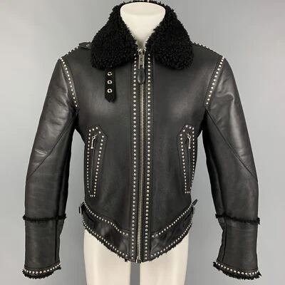 GIVENCHY Por Ricardo Tisci Fw 2017 Talla 38 Negro Cuero Tachuelas Cazadora - Imagen 1 de 4