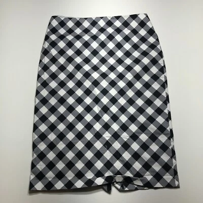 7th Avenue New York & Co. Skirt Size 12 Black White Gingham Straight 25" Career - Image 1 of 4