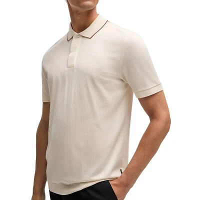 Camisa polo masculina Hugo Boss PORSCHE x BOSS cápsula parlay ponta SS branca GG - Imagem 1 de 4