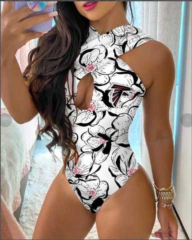 Atlanta Falcons One-piece Bikini Swimsuit Hollow-out Criss Cross Bathing Set Cover