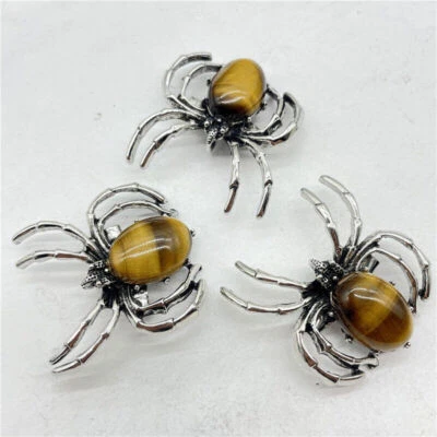 Collar Colgante Araña Cuentas Ovaladas Piedras Preciosas Cuarzo Amuleto Reiki Energía (35x38mm) Foto 1 de 4