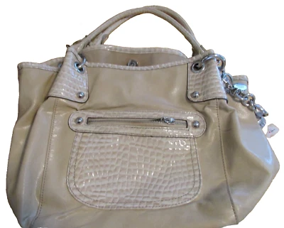 KATHY VAN ZEELAND 女士 FAUX ALLIGATOR SKIN DESIGNER 钱包 手袋 带 CHARM — 第 1/4 张图片