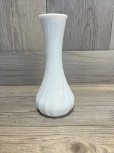 Vintage Hoosier Glass 6" white milk glass bud vase #2 #4064 swirl pattern - Picture 1 of 3