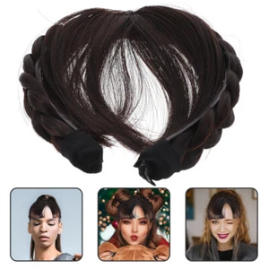 Air Bangs Wig Hair Hwadband Black with Front Wigs Headband - Picture 1 of 12